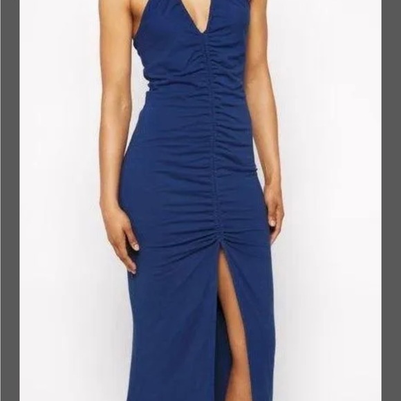 NWT SUNDRY ruched halter dress in blue size 2 - Picture 3 of 9
